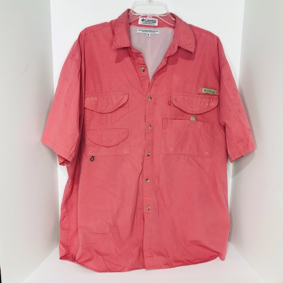 Chemise Columbia PFG Homme Légère Saumon - Manches Courtes, Taille L (Occasion, Pêche)